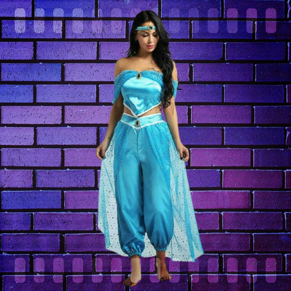 Aladdin Jasmine Princess Cosplay Costume Women Girl Fancy Dress Halloween